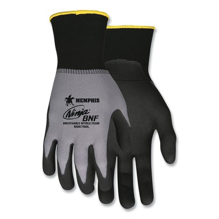 MCR SAFETY Ninja Nitrile Coating Nylon/Spandex Gloves, Black/Gray, X-Large, PK12, 12PK N96790XL